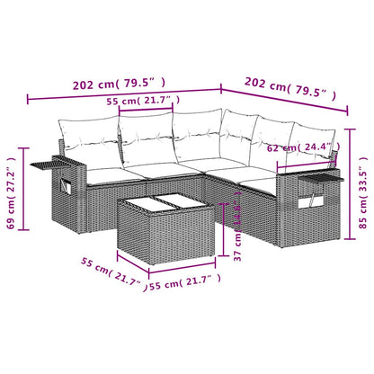 Set Divano da Giardino 6pz con Cuscini Grigio Chiaro Polyrattan | homemem39