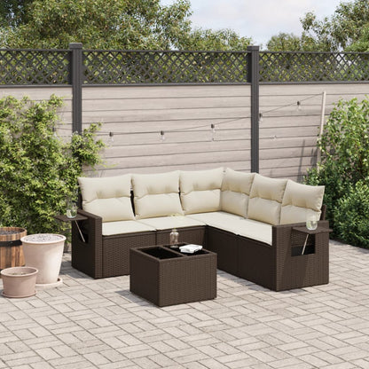 Set Divano da Giardino 6 pz con Cuscini Marrone in Polyrattan | homemem39
