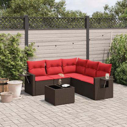 Set Divani da Giardino 6 pz con Cuscini Marrone in Polyrattan | homemem39