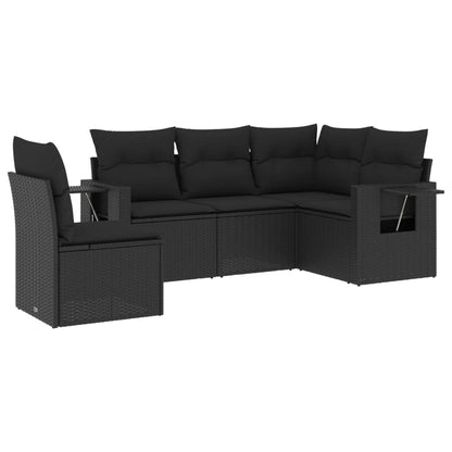 Set Divani da Giardino 5 pz con Cuscini in Polyrattan Nero - homemem39