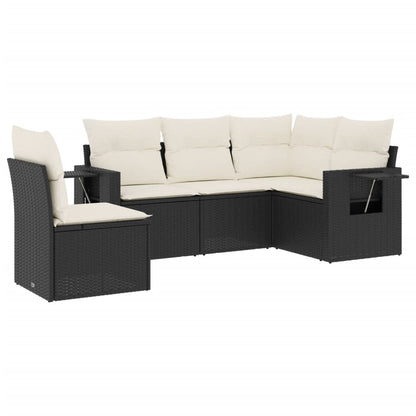 Set Divani da Giardino 5 pz con Cuscini in Polyrattan Nero - homemem39