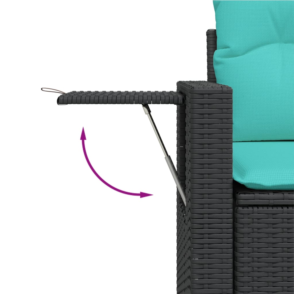 Set Divani da Giardino 5 pz con Cuscini Nero in Polyrattan | homemem39
