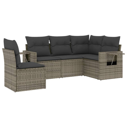 Set Divano da Giardino 5 pz con Cuscini Grigio in Polyrattan | homemem39