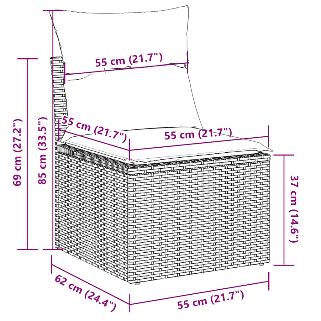 Set Divano da Giardino 5pz con Cuscini Grigio Chiaro Polyrattan | homemem39