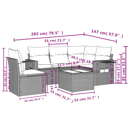 Set Divano da Giardino 6 pz con Cuscini Nero in Polyrattan | homemem39