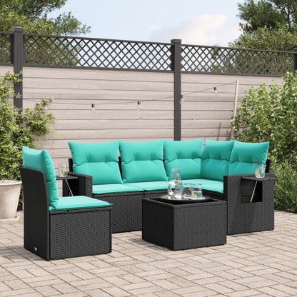 Set Divani da Giardino 6 pz con Cuscini Nero in Polyrattan | homemem39
