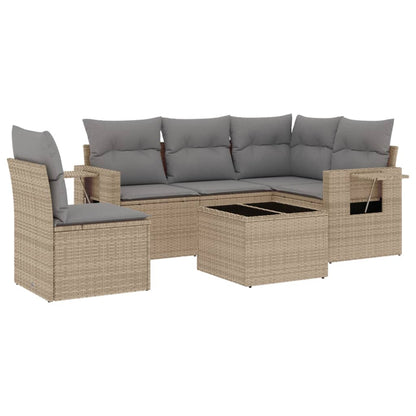 Set Divano da Giardino 6 pz con Cuscini Beige in Polyrattan | homemem39