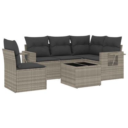 Set Divano da Giardino 6pz con Cuscini Grigio Chiaro Polyrattan | homemem39