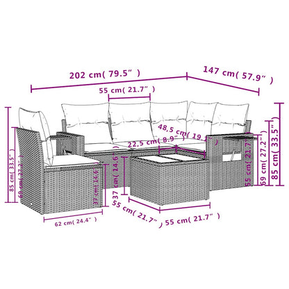 Set Divano da Giardino 6pz con Cuscini Grigio Chiaro Polyrattan | homemem39