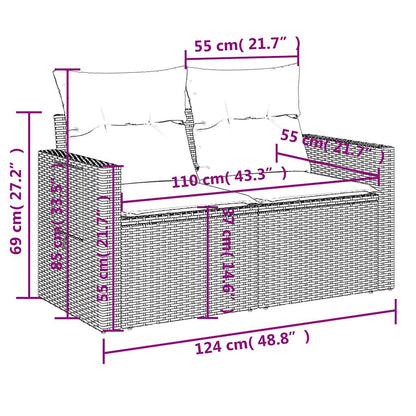 Set Divano da Giardino 6pz con Cuscini Grigio Chiaro Polyrattan | homemem39