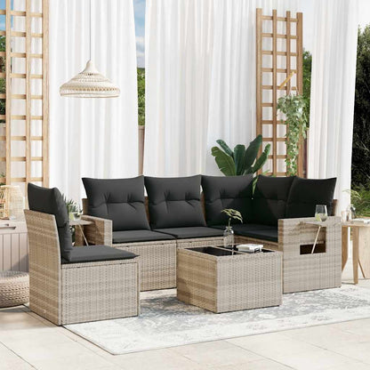 Set Divano da Giardino 6pz con Cuscini Grigio Chiaro Polyrattan | homemem39