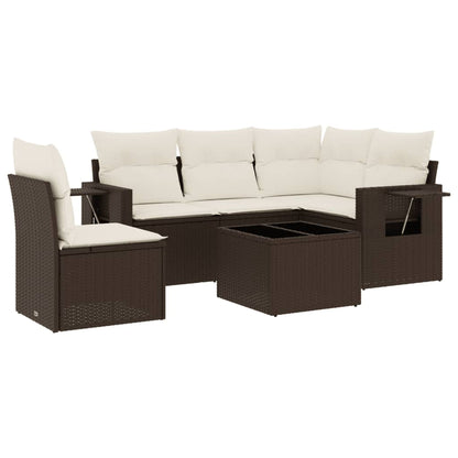 Set Divano da Giardino 6 pz con Cuscini Marrone in Polyrattan | homemem39