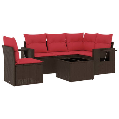 Set Divani da Giardino 6 pz con Cuscini Marrone in Polyrattan | homemem39