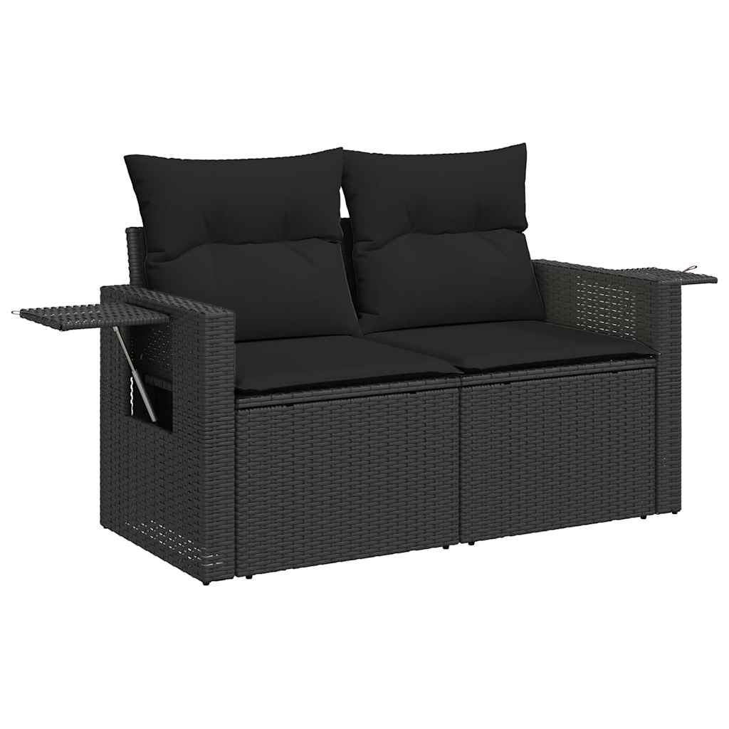 Set Divano da Giardino 6 pz con Cuscini Nero in Polyrattan | homemem39