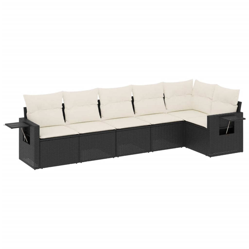 Set Divano da Giardino 6 pz con Cuscini Nero in Polyrattan - homemem39