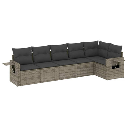 Set Divano da Giardino 6 pz con Cuscini Grigio in Polyrattan | homemem39