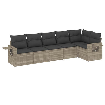 Set Divano da Giardino 6pz con Cuscini Grigio Chiaro Polyrattan | homemem39