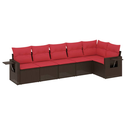 Set Divani da Giardino 6 pz con Cuscini Marrone in Polyrattan | homemem39