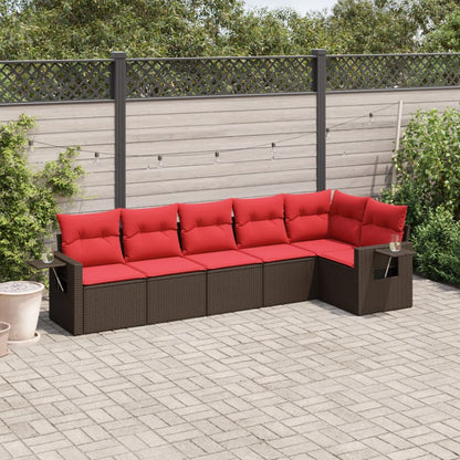 Set Divani da Giardino 6 pz con Cuscini Marrone in Polyrattan | homemem39