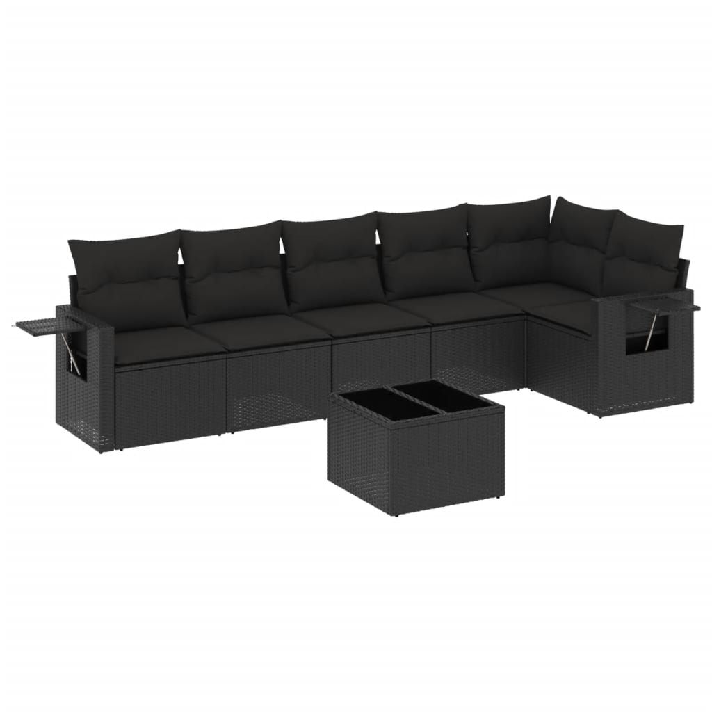 Set Divani da Giardino con Cuscini 7pz Nero Polyrattan - homemem39