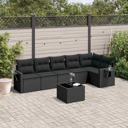 Set Divani da Giardino con Cuscini 7pz Nero Polyrattan | homemem39
