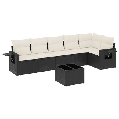 Set Divani da Giardino con Cuscini 7pz Nero Polyrattan | homemem39