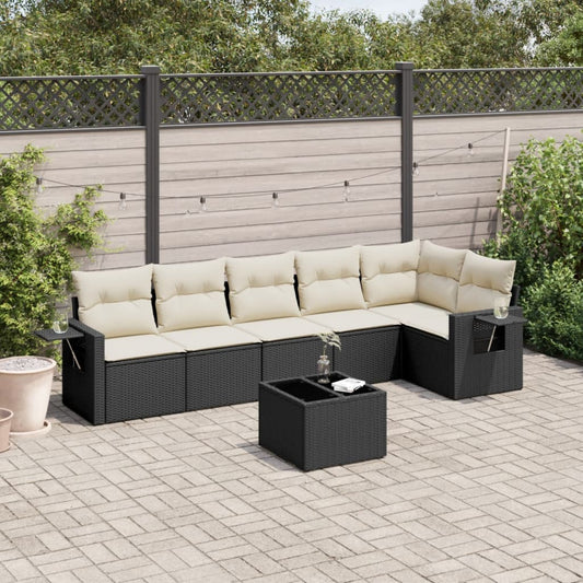 Set Divani da Giardino con Cuscini 7pz Nero Polyrattan - homemem39