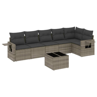 Set Divani da Giardino 7 pz con Cuscini Grigio in Polyrattan | homemem39