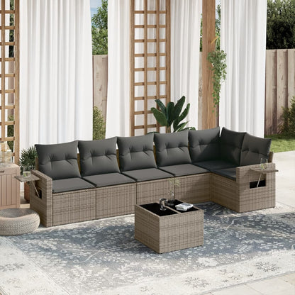 Set Divani da Giardino 7 pz con Cuscini Grigio in Polyrattan | homemem39