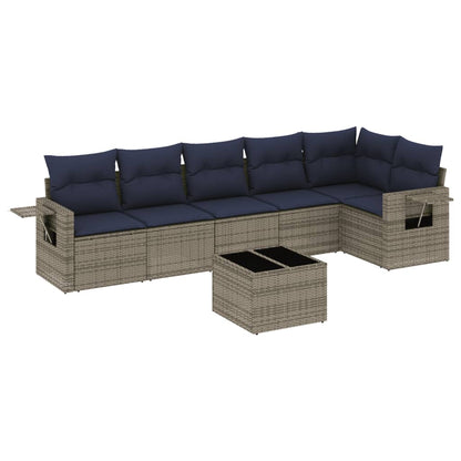 Set Divani da Giardino 7 pz con Cuscini Grigio in Polyrattan | homemem39
