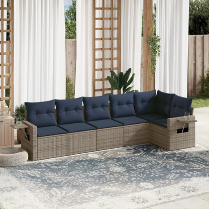 Set Divani da Giardino 7 pz con Cuscini Grigio in Polyrattan | homemem39