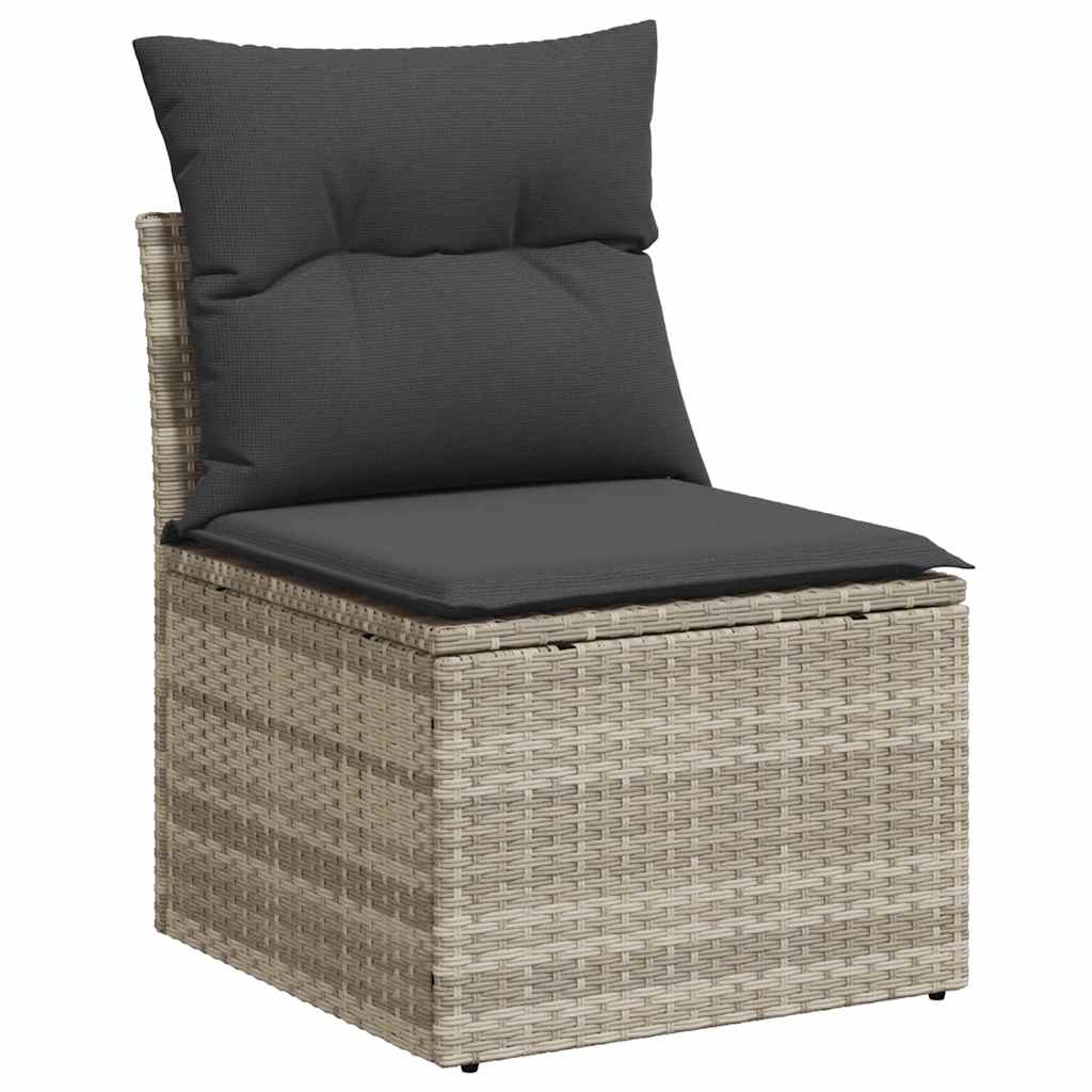 Set Divani da Giardino 7pz con Cuscini Grigio Chiaro Polyrattan | homemem39