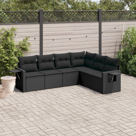 Set Divano da Giardino 6 pz con Cuscini Nero in Polyrattan - homemem39
