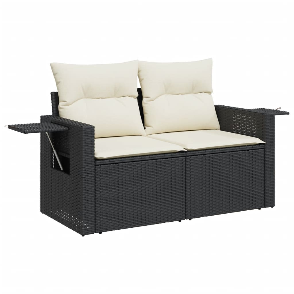 Set Divano da Giardino 6 pz con Cuscini Nero in Polyrattan | homemem39