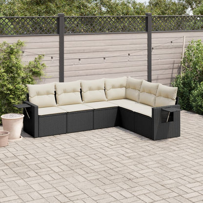 Set Divano da Giardino 6 pz con Cuscini Nero in Polyrattan - homemem39