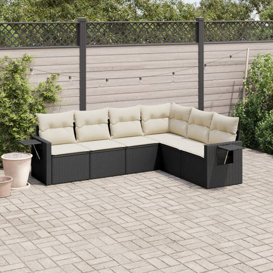 Set Divano da Giardino 6 pz con Cuscini Nero in Polyrattan - homemem39