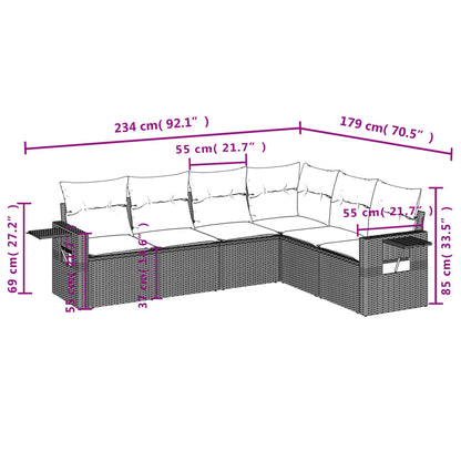 Set Divani da Giardino 6 pz con Cuscini Nero in Polyrattan | homemem39