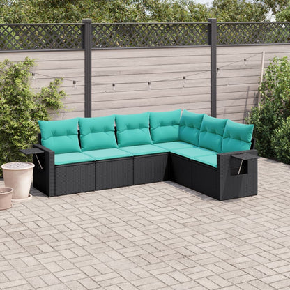 Set Divani da Giardino 6 pz con Cuscini Nero in Polyrattan