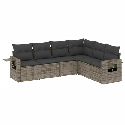 Set Divano da Giardino 6 pz con Cuscini Grigio in Polyrattan - homemem39
