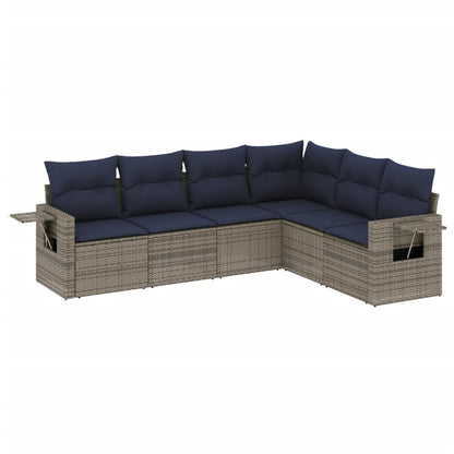 Set Divani da Giardino 6 pz con Cuscini Grigio in Polyrattan