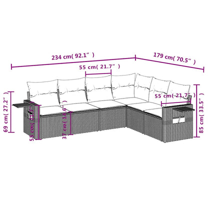 Set Divani da Giardino 6 pz con Cuscini Grigio in Polyrattan | homemem39