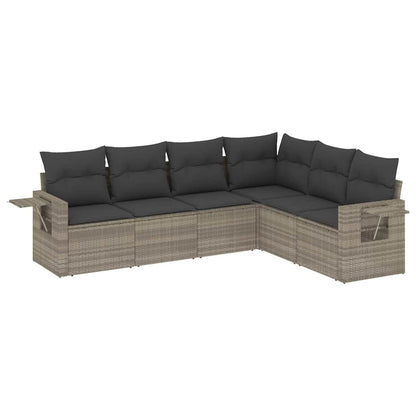 Set Divano da Giardino 6pz con Cuscini Grigio Chiaro Polyrattan | homemem39