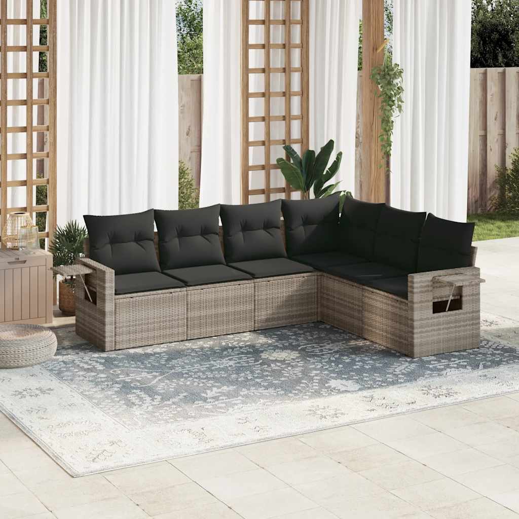 Set Divano da Giardino 6pz con Cuscini Grigio Chiaro Polyrattan | homemem39