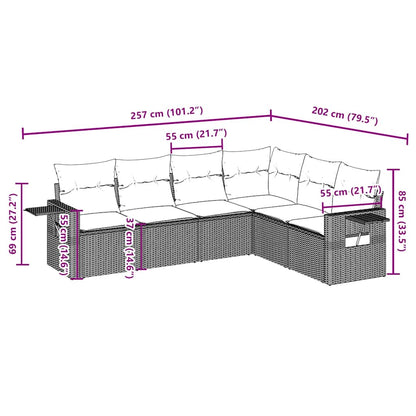 Set Divano da Giardino 6 pz con Cuscini Marrone in Polyrattan - homemem39