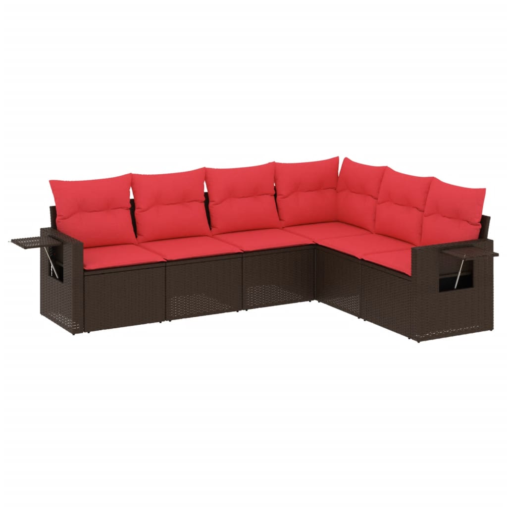 Set Divani da Giardino 6 pz con Cuscini Marrone in Polyrattan | homemem39