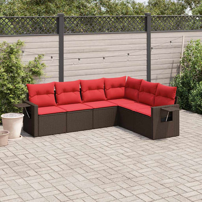 Set Divani da Giardino 6 pz con Cuscini Marrone in Polyrattan | homemem39