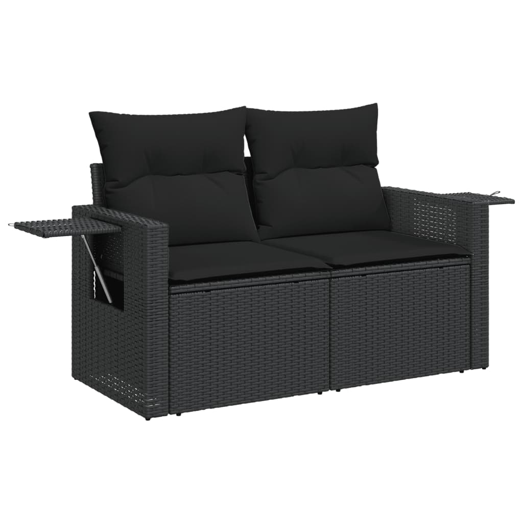 Set Divani da Giardino con Cuscini 7pz Nero Polyrattan | homemem39