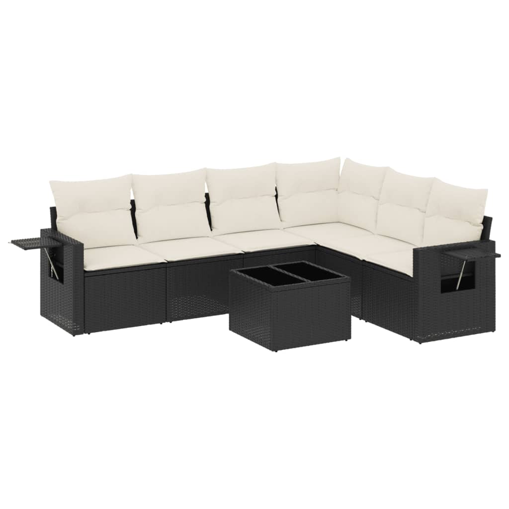 Set Divani da Giardino con Cuscini 7pz Nero Polyrattan | homemem39