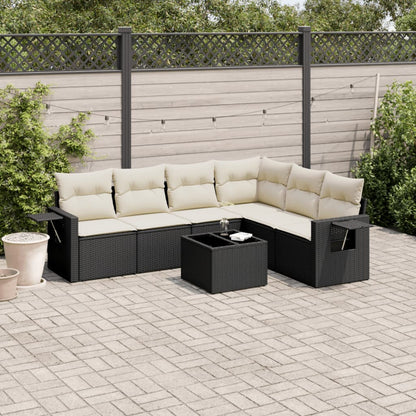 Set Divani da Giardino con Cuscini 7pz Nero Polyrattan | homemem39