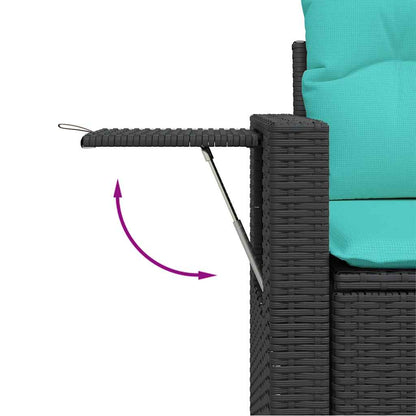 Set Divani da Giardino 7 pz con Cuscini Nero in Polyrattan | homemem39